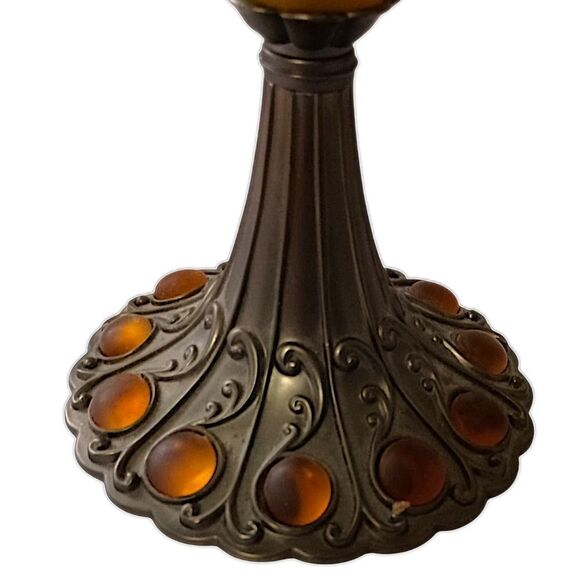 PartyLite Paris Retro Candle Holder Lamp Tealight Votive Vintage Amber Glass - Picture 8 of 16